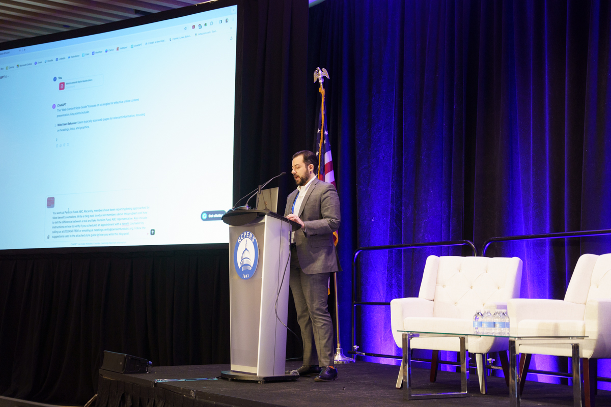 Joe Potischman, marketing specialist at Linea Solutions, discussed various use cases and tips for developing an internal policy for AI.